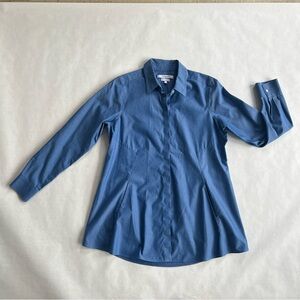 Foxcroft Blue Button Up Shirt Size 8 Medium